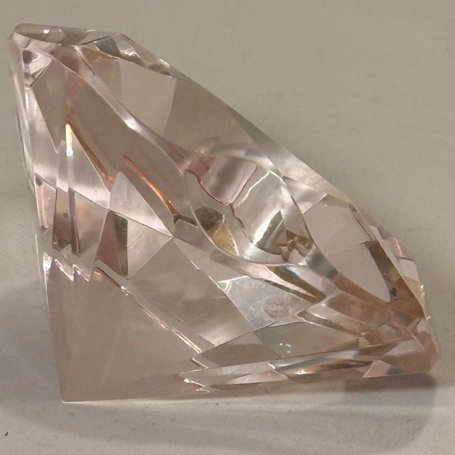 Late 20th Century Tiffany Style Faceted Pink Heart Paper Weight For Sale - Image 5 of 10
