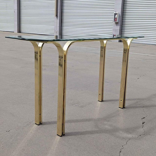 Hollywood Regency Vintage Brass and Glass Console Table, Mid-Century, Hollywood Regency For Sale - Image 3 of 13