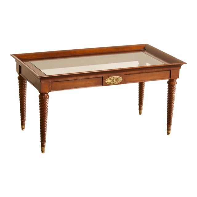 Compact Regency Style Barley Twist Tray Top Coffee Table With Brass Sabots, Late 20th Century For Sale