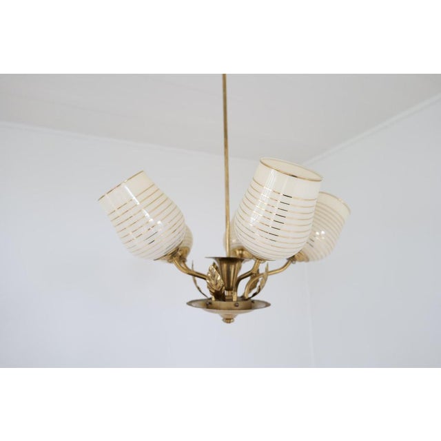 Mid-Century Chandelier Lamp in Brass and Glass from Sario, Finland, 1950s For Sale - Image 11 of 18