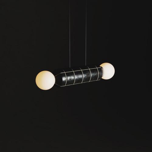 Copper Navazi Medium Horizontal Lamp in Burnished Copper and Frosted Glass by Svitanok For Sale - Image 8 of 18