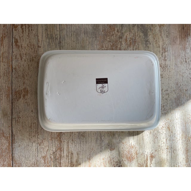 Ceramic Vintage Llourioux "Le Faune" Floral Pattern French Stoneware Rectangle Baking Pan For Sale - Image 7 of 8