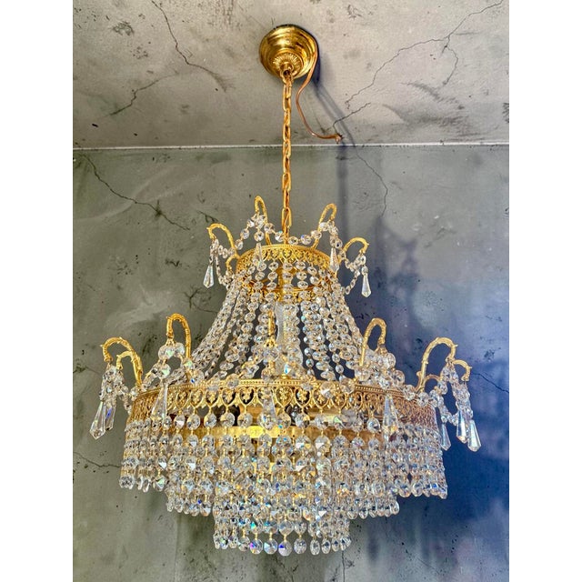 Vintage Crystal Chandelier, 1930s For Sale - Image 6 of 9