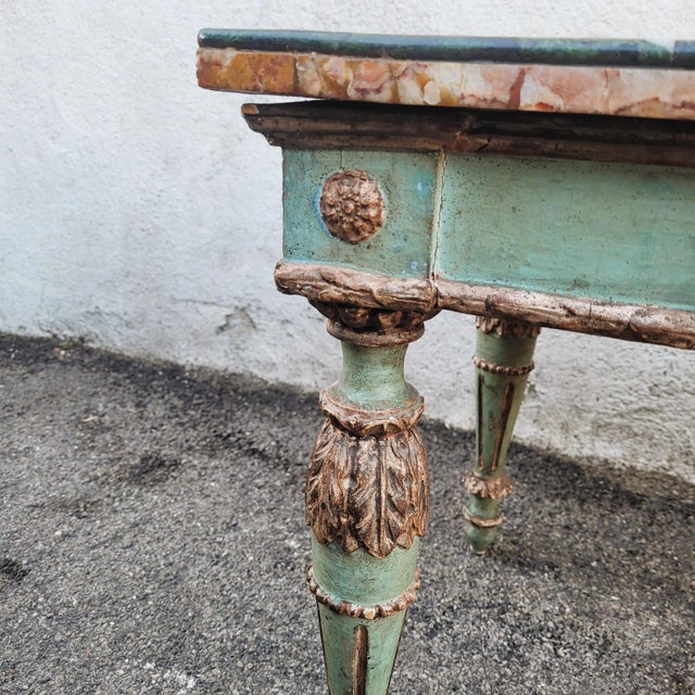 Coffee Table in Marble Marquetry and Lacquered Wood, Late 19th-Early 20th Century For Sale - Image 9 of 12