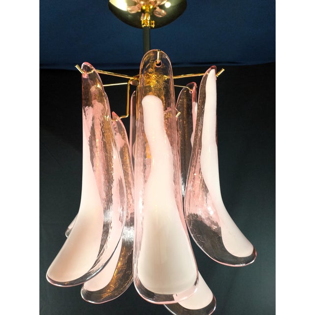 Vintage Art Deco Pendant Lamp with Handmade Murano Petal Glass, 1972 For Sale - Image 3 of 7