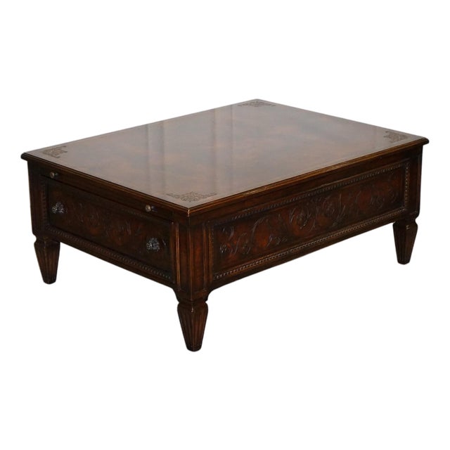 American Coffee Table with Drawers and Butler Trays by Theodore Alexander For Sale