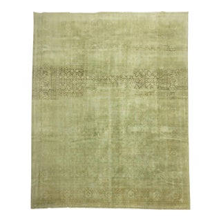 Early 20th Century Green Persian Tabriz Herati Rug - 10'4" x 13'2" For Sale
