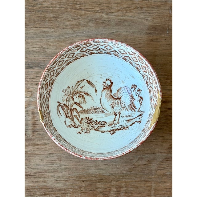 Burnt Orange 19th Century Petrus Regout “Haan” Rooster Bowl, Maastricht Holland For Sale - Image 8 of 10