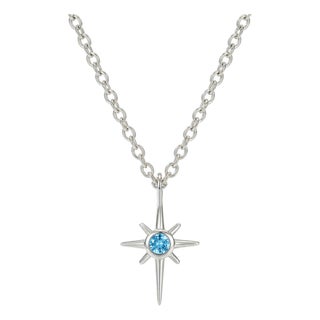 Swiss Blue Topaz Star Pendant, Northern Star Celestial Pendant For Sale