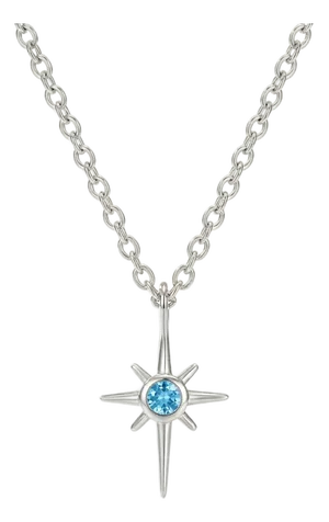 Swiss Blue Topaz Star Pendant, Northern Star Celestial Pendant