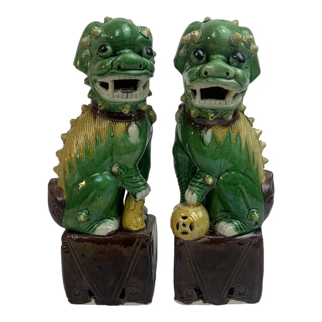 Antique Chinese Foo Dogs/ Temple Guardian Lions -A Pair For Sale