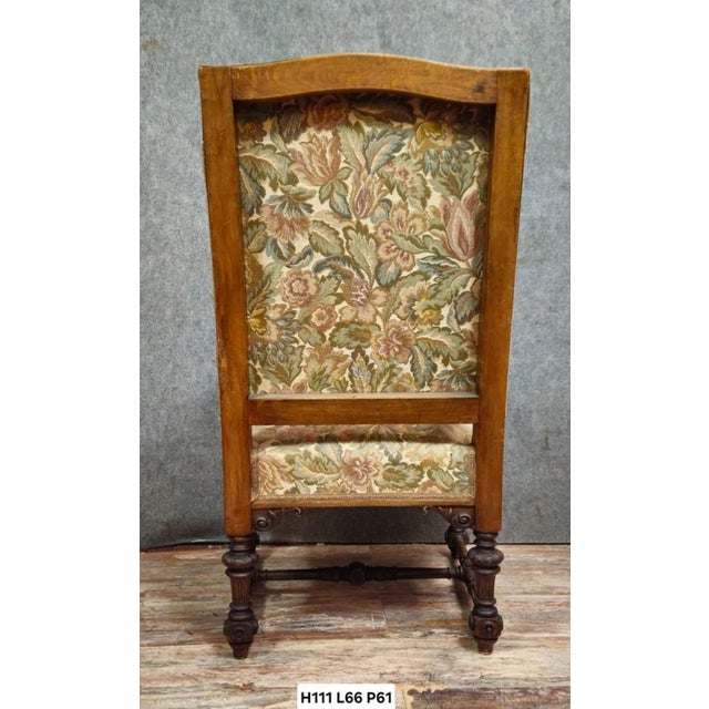 Cream Armchair in Carved Walnut For Sale - Image 8 of 9