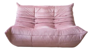 Pink Pearl Velvet Togo 2-Seat attributed to Michel Ducaroy for Ligne Roset
