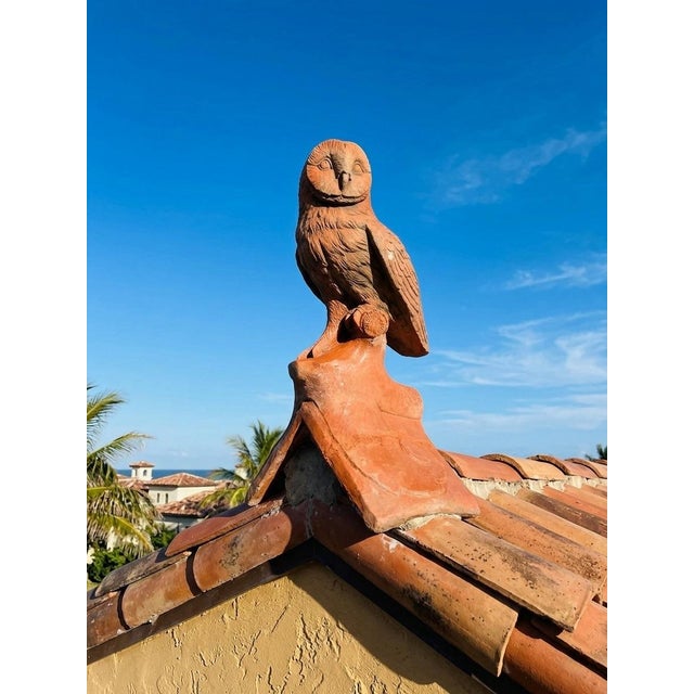 Textile Vintage Terracotta Owl Roof Finial / Architectural Salvage For Sale - Image 7 of 12