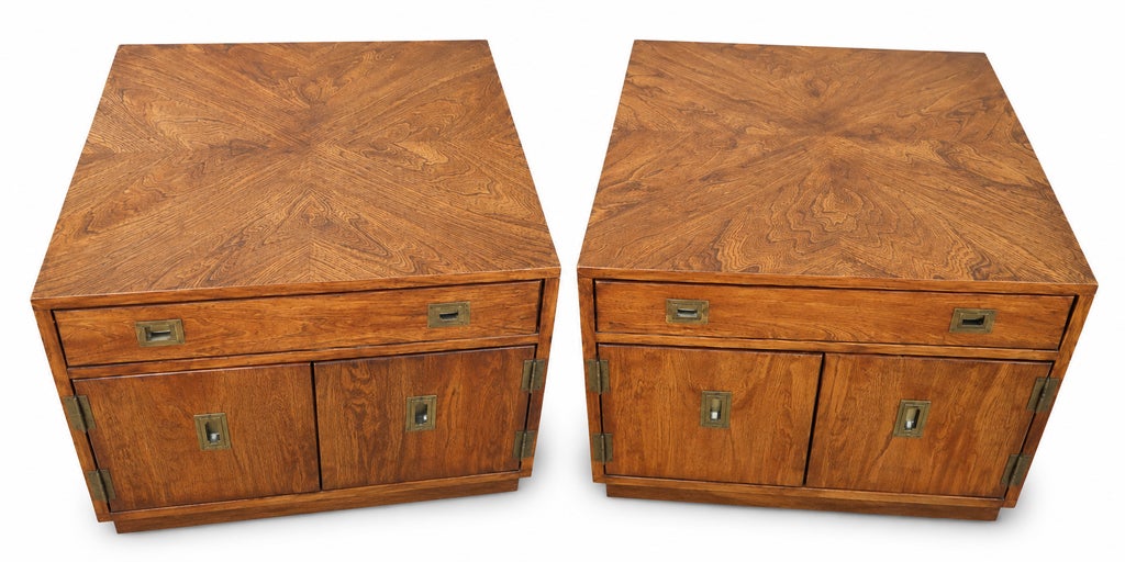 Pair of Vintage Campaign Style Nightstands / End Tables — view 7