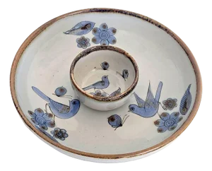 1970s Tonalá Mexico Ceramic Chip and Dip Bowls Designed by Ken Edwards, 2 Pieces