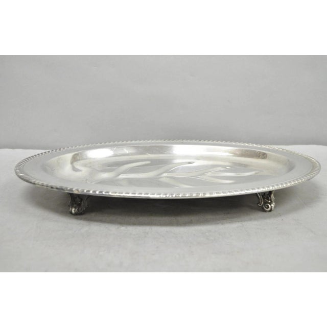 Victorian Vintage Fb Rogers Silver Plated Oval Meat Cutlery Serving Platter Tray For Sale - Image 3 of 12
