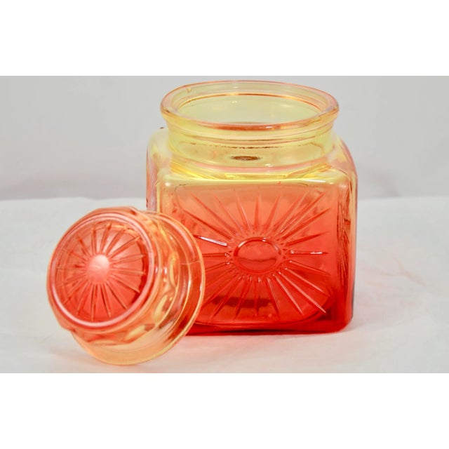 Mid-Century Modern Amber to Red Ombré Glass Lidded Jar For Sale - Image 3 of 5