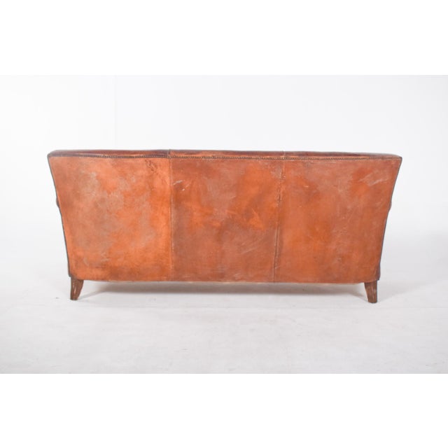 Portuguese Three-Seater Sofa in Brown Leather, 1980s For Sale - Image 3 of 12