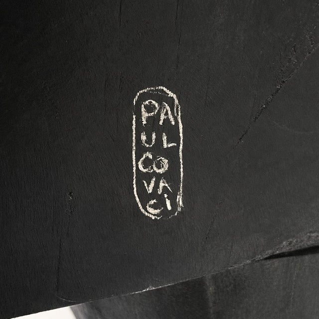 Wood 20th Century Romanian Sculptural Black Wood Armchair from Paul Covaci, 1980s For Sale - Image 7 of 9