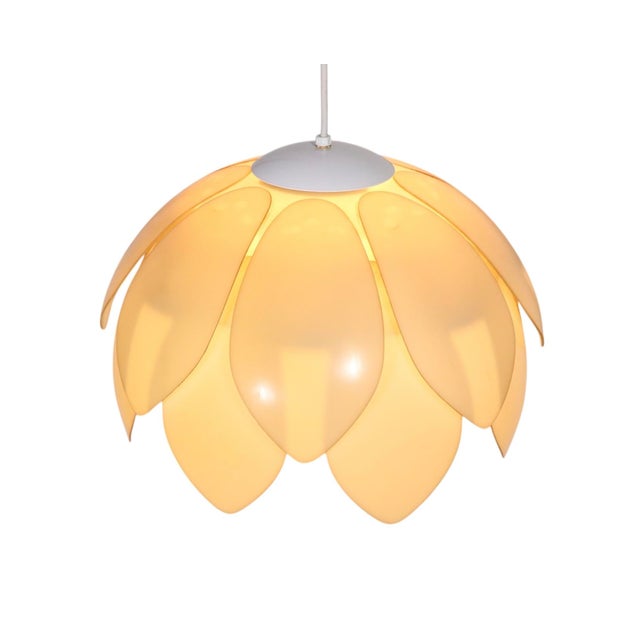 Off-white Mid 20th Century Mod Plastic Flower Form Hanging Chandelier For Sale - Image 8 of 18