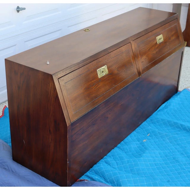 1980s 1980s Henredon Campaign Queen Size Headboard For Sale - Image 5 of 10