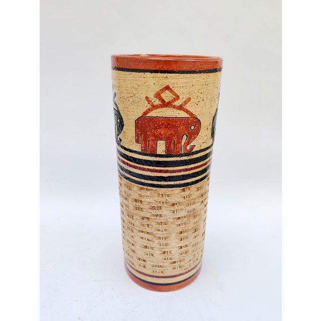 Mid-Century Modern Vintage Ceramic Vase with Elephants by Aldo Londi for Bitossi, 1970s For Sale - Image 3 of 9