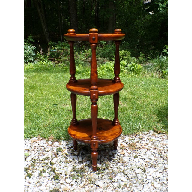Vintage Ethan Allen Old Tavern Collection Pine 3 Tier Table Plant Stand For Sale - Image 9 of 12