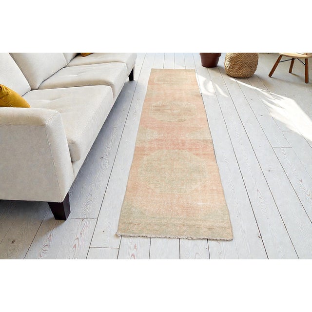 1950s 1950s Hand-Knotted Neutral Wool Runner for Hallway For Sale - Image 5 of 10
