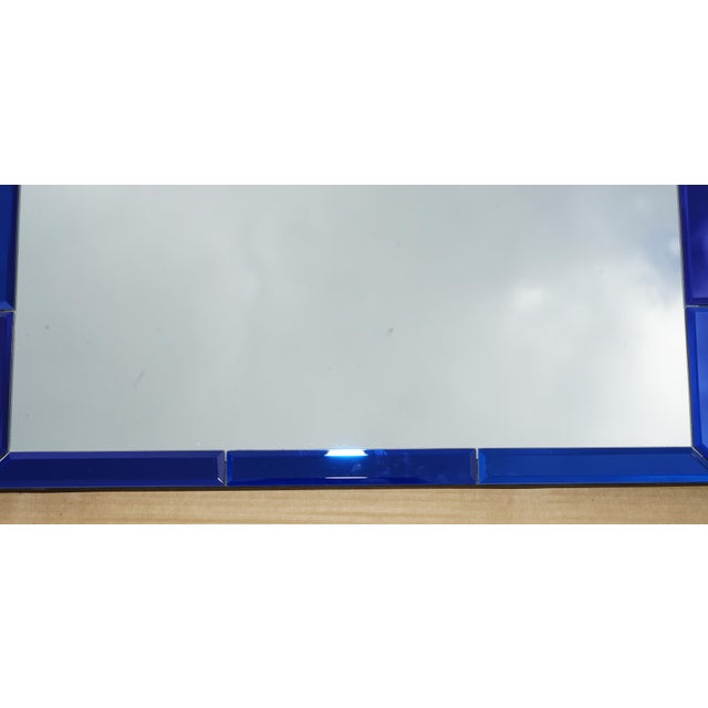 Glass Mid-Century Modern Style Cobalt Blue Wall-Mounted Mirror, Italy For Sale - Image 7 of 11