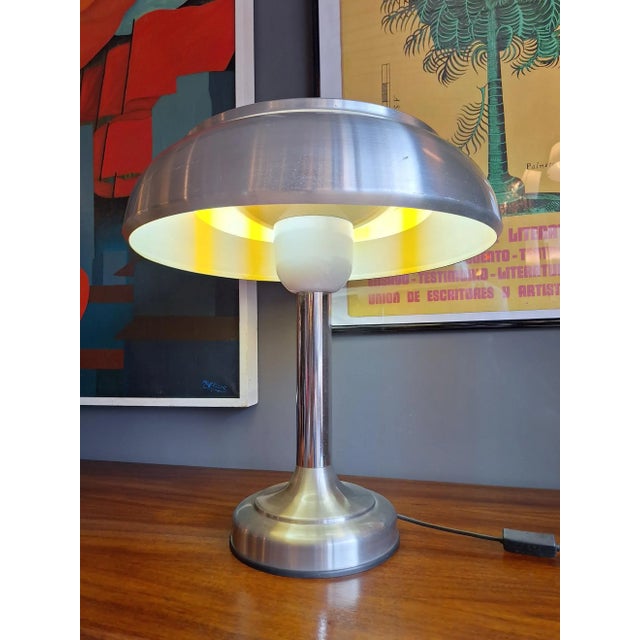 1970s Large Table Lamp in Aluminum and Enameled Metal, Italy, 1970s For Sale - Image 5 of 7