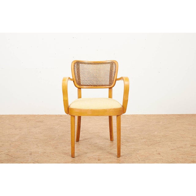 Wooden Chair with Caned Back and Fabric Seat from Horgenglarus, 1940s For Sale - Image 12 of 12