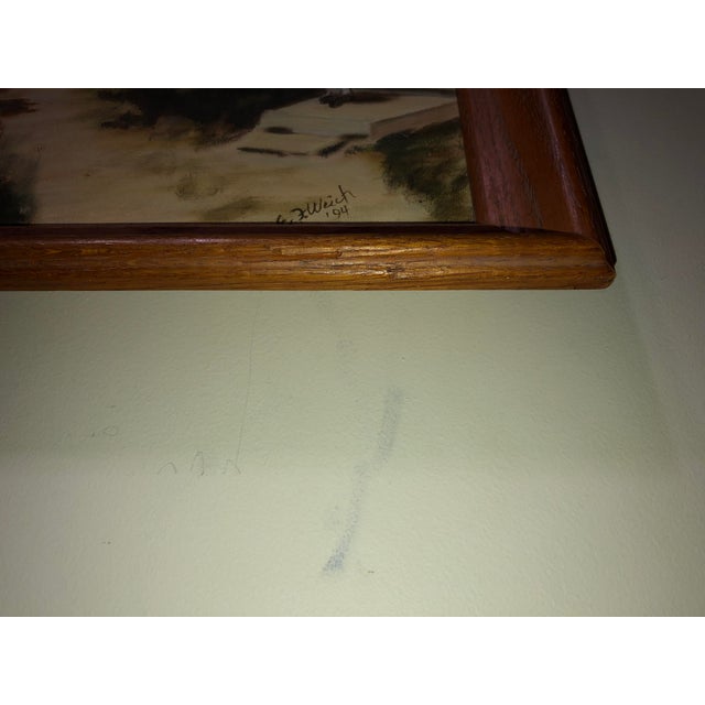 Textile 1994 Young Girl in a Village Wearing a White Dress Painting Signed Framed For Sale - Image 7 of 11