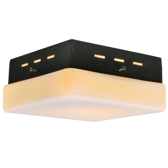 Vintage White Opaline Glass and Iron Wall Lamp For Sale - Image 5 of 9