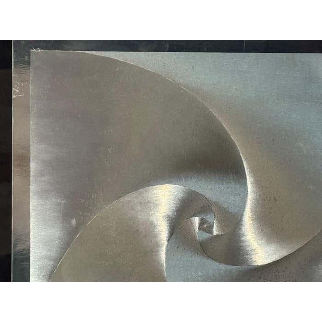 Monochromatic Spiral Reflecting Aluminium Square Artwork For Sale - Image 4 of 8