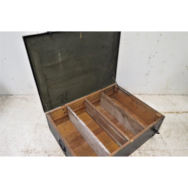 Black Vintage Heavy Wood Foot Locker Converted to Wall Shelves For Sale - Image 8 of 10