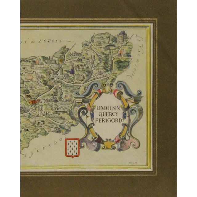 Illustration 1960's French Vintage Mini Map, Limousin Quercy Perigord (Horizontal) For Sale - Image 3 of 3