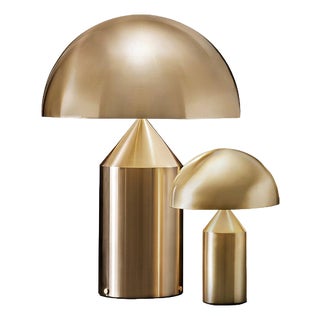Large and Small Atollo Gold Table Lamps by Vico Magistretti for Oluce, Set of 2 For Sale