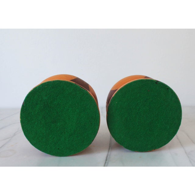 Pair of Vintage Round Multi Wood Candle Holders Chairish