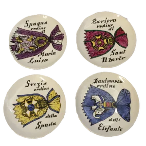 Ceramic Saucers Decorated with Medals by Piero Fornasetti, Milan, 1960s, Set of 2