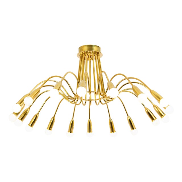 Large Chandelier in Brass in the style of Kaiser, Germany, 1960s For Sale