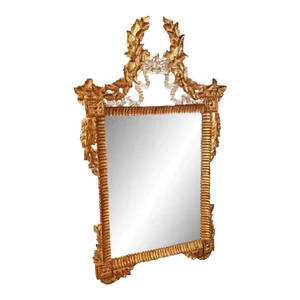 1980s Gold and Silver Carved Mirror - Dauphine by Harrison & Gil