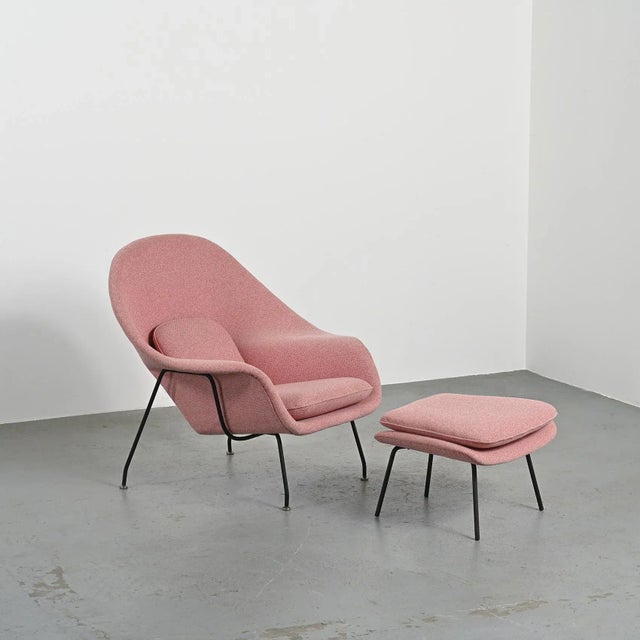 Metal Set of Womb Chair and Ottoman by Ero Saarinen for Knoll International, 1950s For Sale - Image 7 of 18