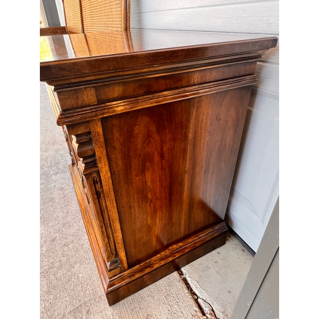 Wood Drexel Heritage Cameo Classics King Bedroom Set, 4 Pieces, Cane & Burlwood, Vintage 1970s For Sale - Image 7 of 15