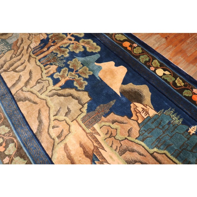 Folk Art Early 20th Century Zabihi Collection Chinese Peking Pictorial Gallery Size Rug - 6' x 12'3" For Sale - Image 3 of 12