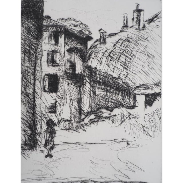 Modern Lucien Mainssieux, Voiron, Old Quarter, Original Signed Etching, 1949 For Sale - Image 3 of 7