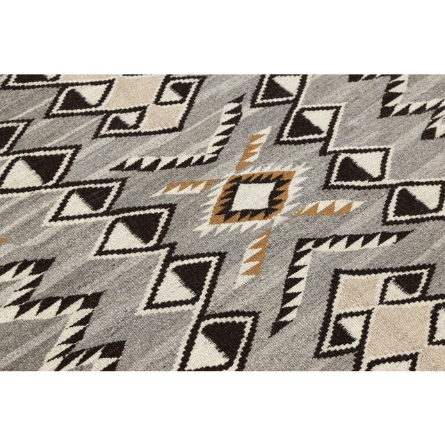 Gray Contemporary Hand-Knotted Navajo Style Wool Rug With Geometric Star Border For Sale - Image 8 of 10