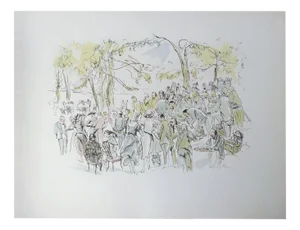 Leonard Tsuguharu Foujita, Garden Party, 1952, Lithograph