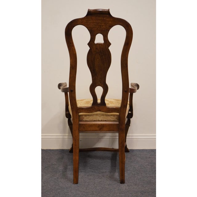 Wood Set of 2 Hibriten Furniture Italian Neoclassical Tuscan Style Splat Back Dining Arm Chairs 637-556 For Sale - Image 7 of 13