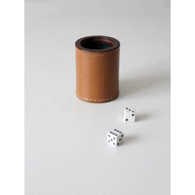 Mid 20th Century Vintage Leather Dice Cup Set For Sale - Image 5 of 12
